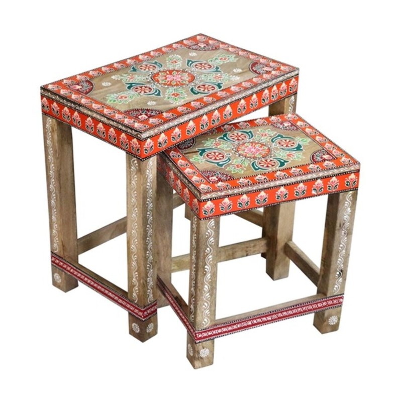 Jeu de 2 tables DKD Home Decor Multicouleur Naturel 45 x 30 x 45 cm 45 x 28