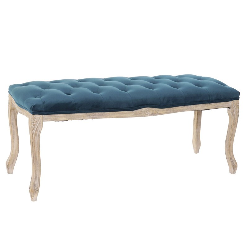 Banquette DKD Home Decor Polyester Velours Bois d'hévéa Vert (110 x 37 x 49 cm)