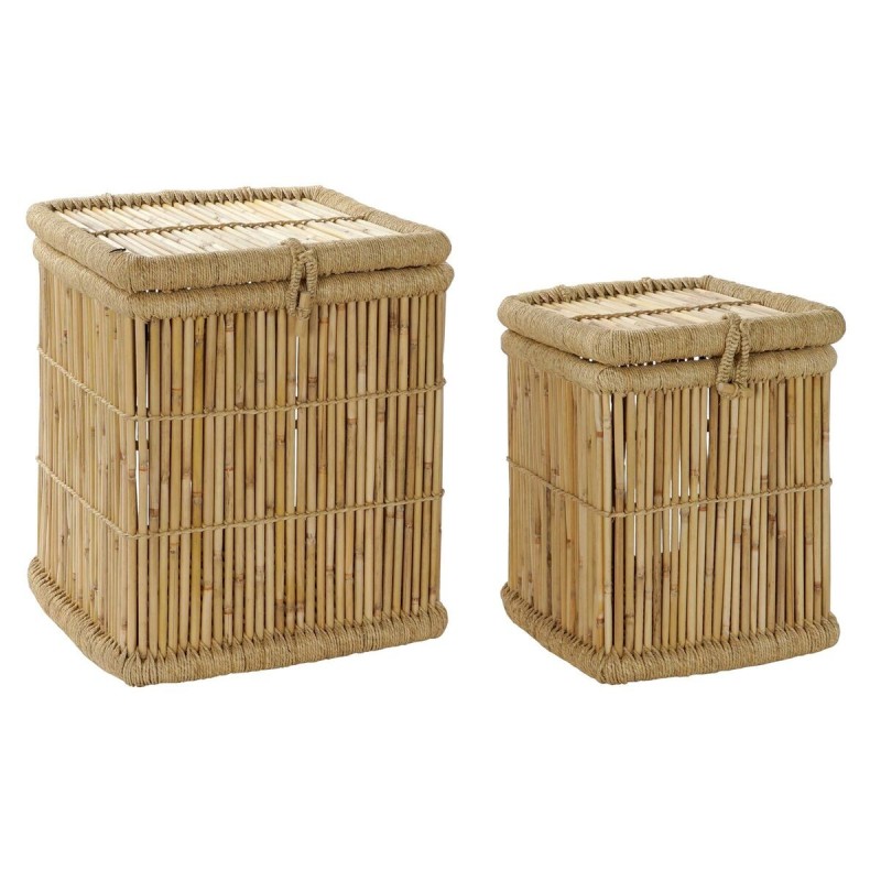 Set de basket DKD Home Decor Naturel Corde Bambou (46 x 46 x 55 cm)