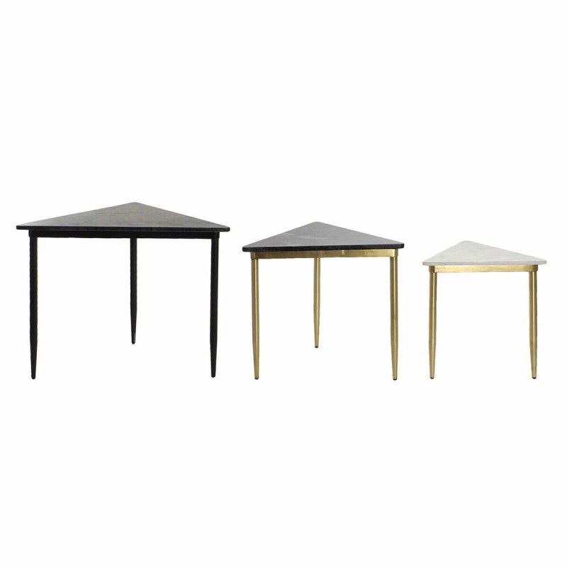 Set de 3 Tables Gigognes DKD Home Decor Blanc Noir Vert Doré 68 x 46