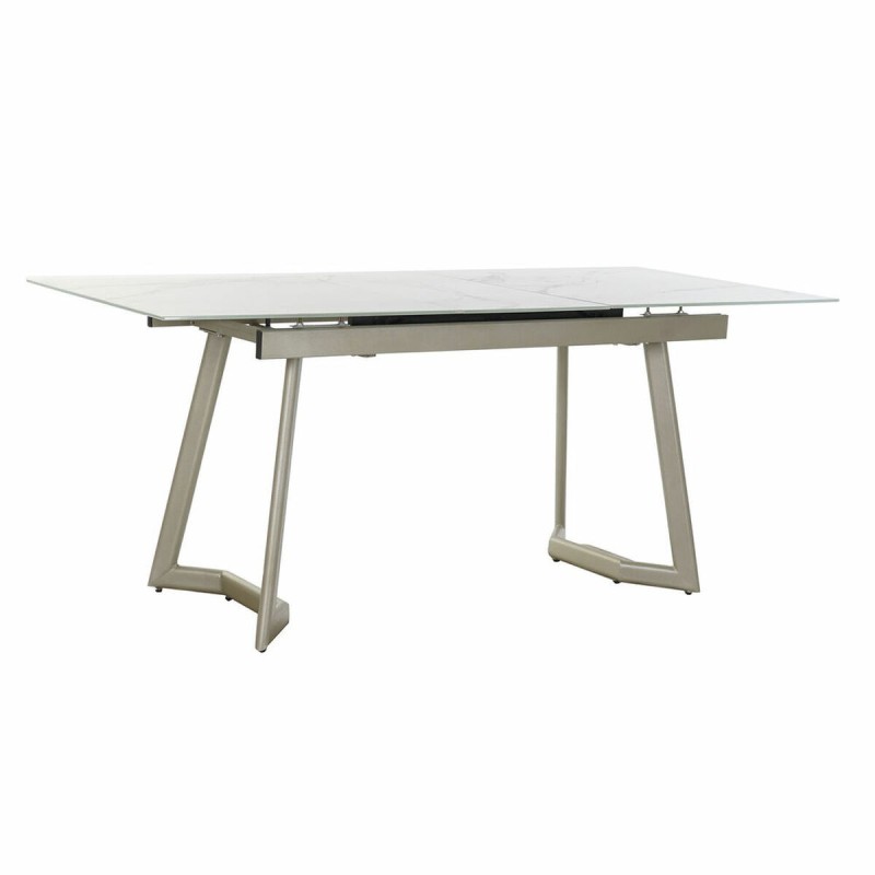 Table de Salle à Manger DKD Home Decor Verre Doré Métal Blanc (140 x 80 x 76 cm)