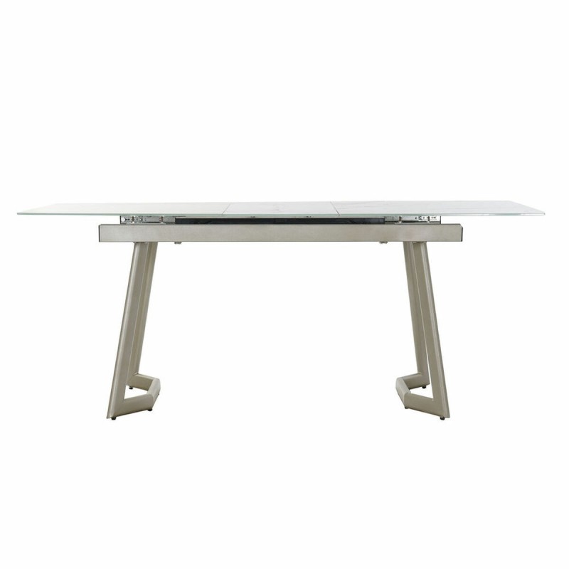 Table de Salle à Manger DKD Home Decor Verre Doré Métal Blanc (140 x 80 x 76 cm)