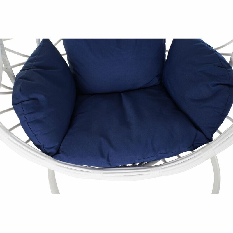 Fauteuil de jardin suspendu DKD Home Decor Blue marine Blanc Aluminium rotin synthétique 90 x 70 x 110 cm (107 x 107 x 198 cm)