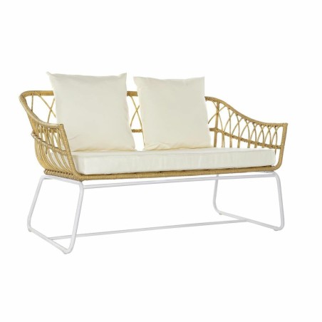 Canapé de jardin DKD Home Decor Blanc Métal rotin synthétique (132 x 58 x 80 cm)