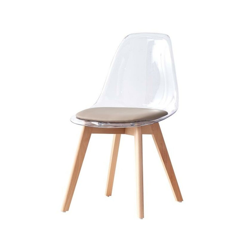 Chaise de Salle à Manger DKD Home Decor Beige Bois Polycarbonate 54 x 47 x 81 cm