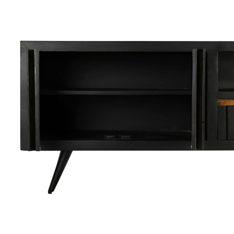 Meubles de télévision DKD Home Decor Noir Rotin Bois de manguier (145,5 x 40,5 x 60 cm)