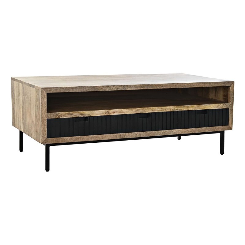 Table Basse DKD Home Decor Noir Marron Clair Métal Bois de manguier 120 x 60 x 45 cm