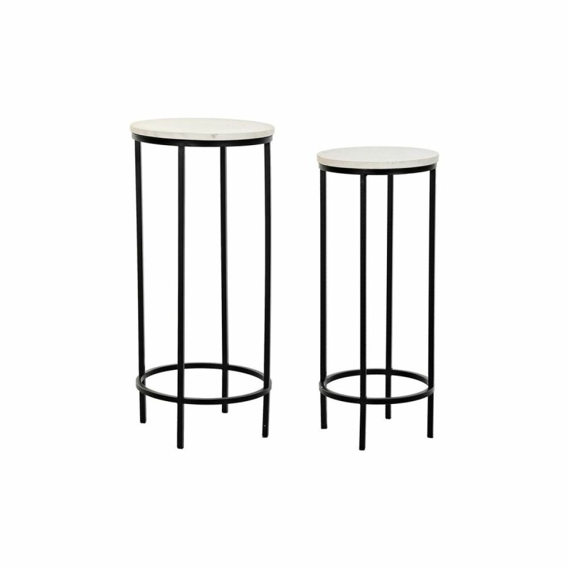 Set de 2 Tables Gigognes DKD Home Decor Blanc Noir 30