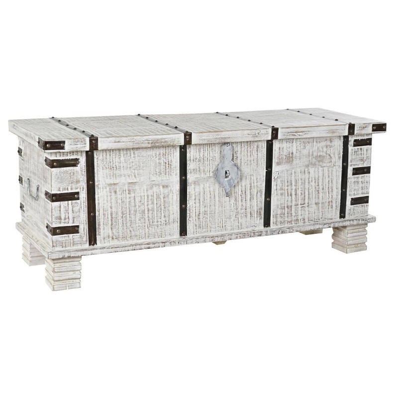 Coffre DKD Home Decor Métal Blanc Bois de manguier (116 x 40 x 45 cm)