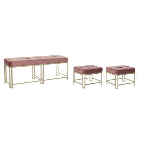 Banquette DKD Home Decor   Rose Métal Velours (120 x 40 x 46 cm)