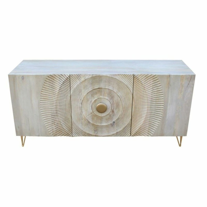 Buffet DKD Home Decor 160 x 45 x 75 cm Doré Métal Blanc Bois de manguier