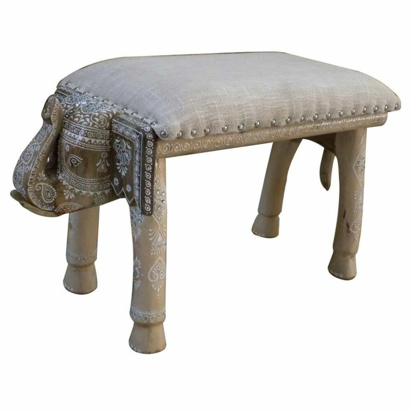 Banquette DKD Home Decor Eléphant Blanc Naturel Bois de manguier 65 x 31