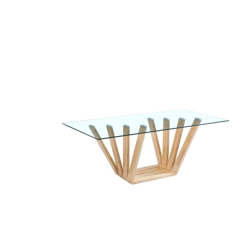 Table de Salle à Manger DKD Home Decor Verre Marron Transparent noyer (200 x 100 x 75 cm)