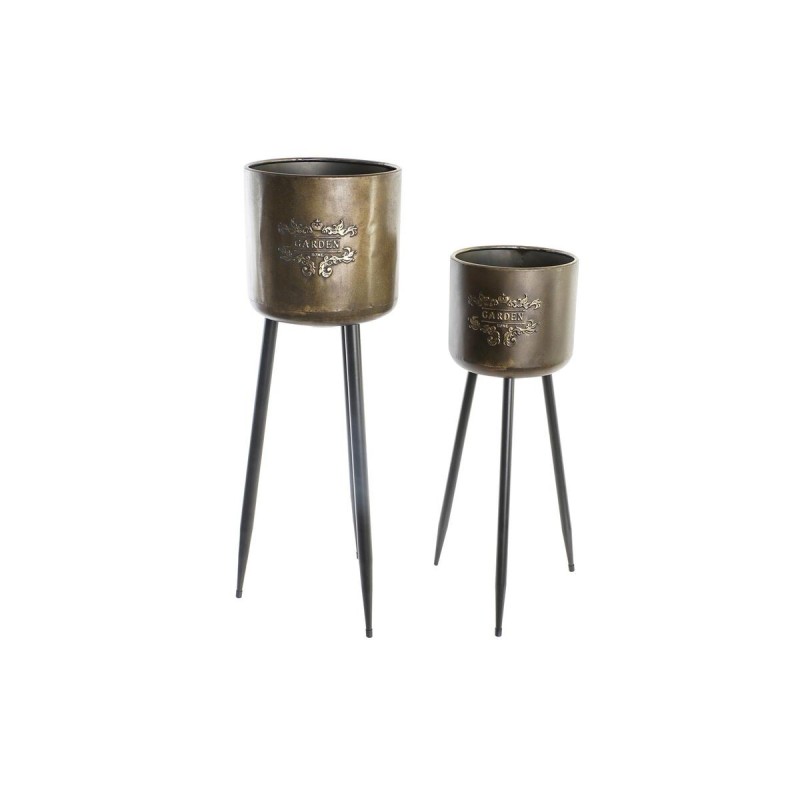 Set de pots DKD Home Decor Noir Champagne Métallisé Métal Loft 30 x 40 cm 25 x 25 x 80