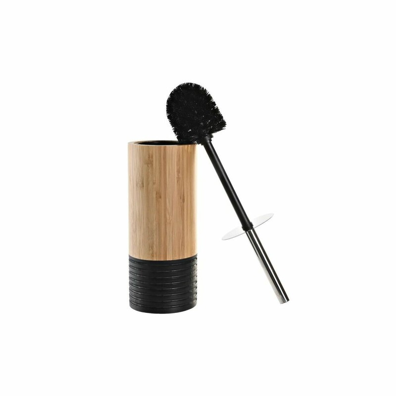 Brosse de salle de wc DKD Home Decor Noir Naturel Bambou 10 x 10 x 36,8 cm