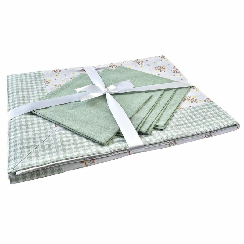 Service de linge de table DKD Home Decor Fleurs Vert 150 x 150 x 0