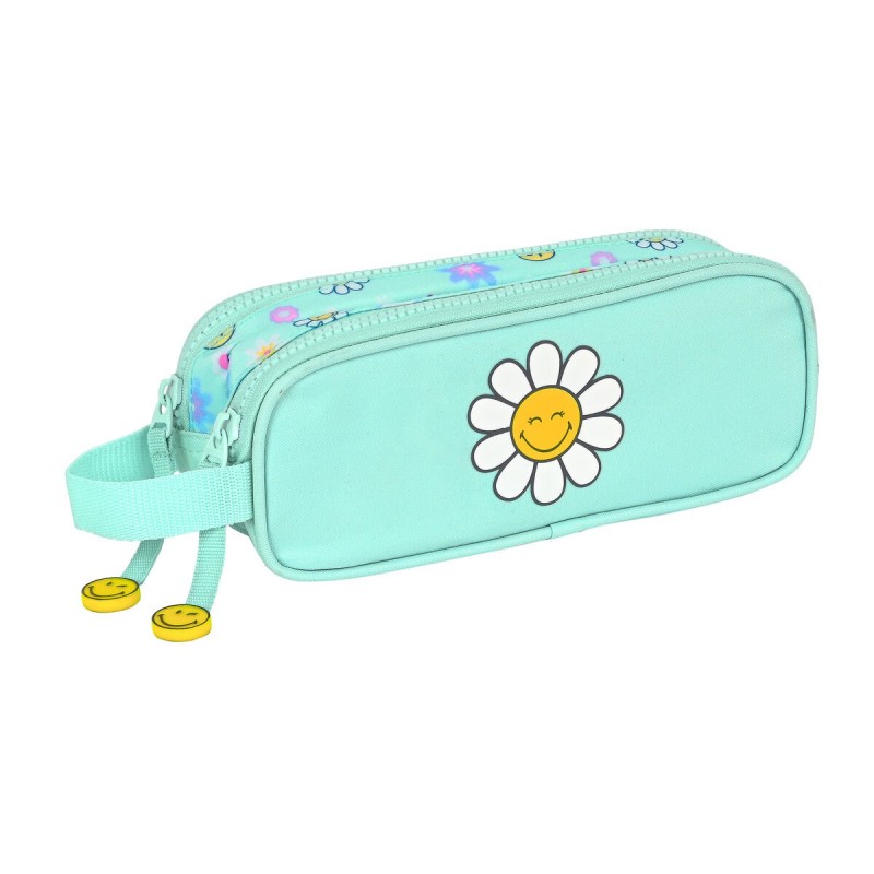 Trousse Fourre-Tout Double Smiley Summer fun Turquoise (21 x 8 x 6 cm)