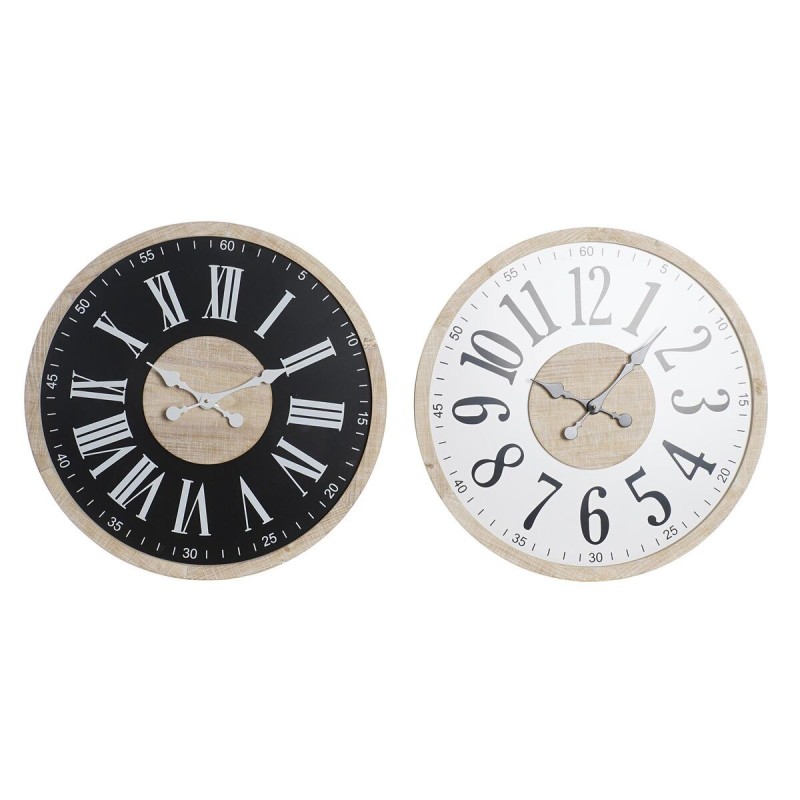 Horloge Murale DKD Home Decor Noir MDF Blanc (60 x 4