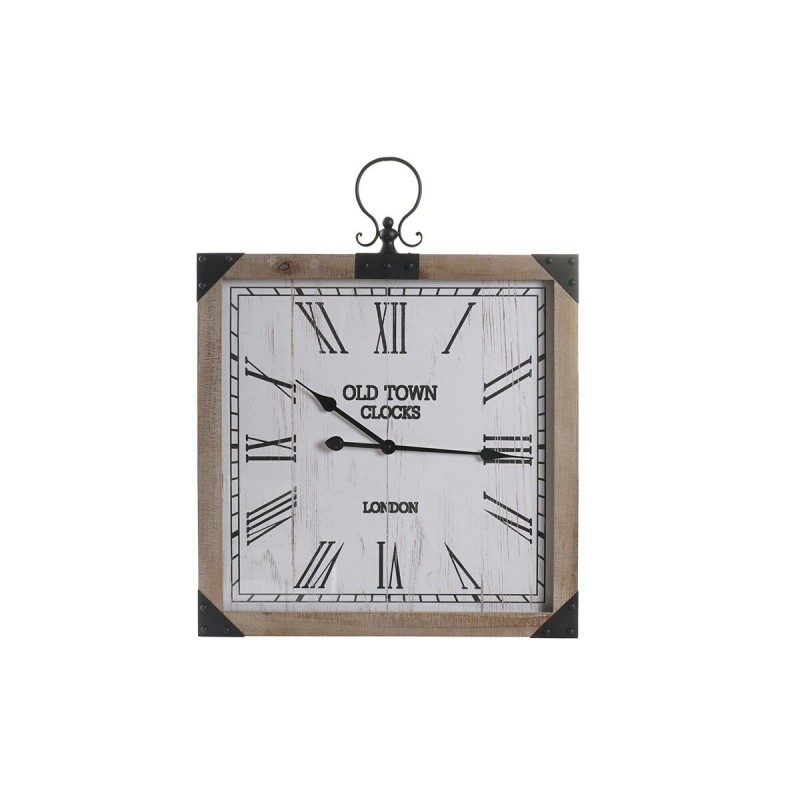 Horloge Murale DKD Home Decor Blanc Naturel Fer Bois MDF 60 x 4