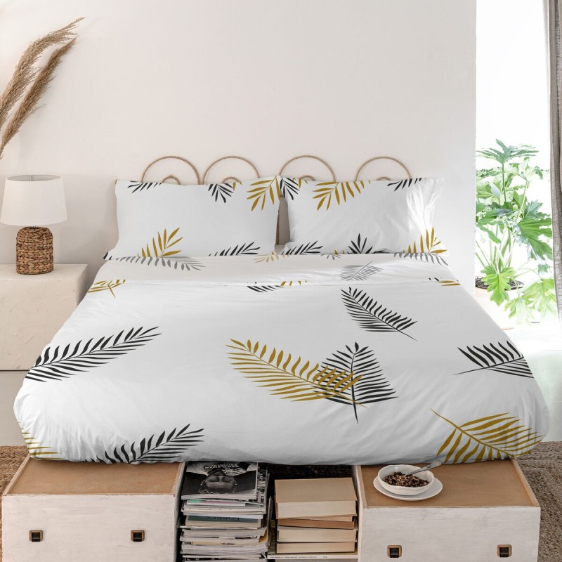 Drap HappyFriday Blanc Foliage Multicouleur 160 x 270 cm