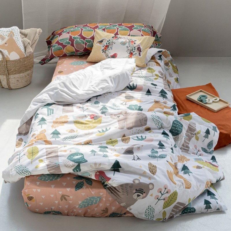 Parure de couette HappyFriday Moshi Moshi Harvestwood Multicouleur Lit 1 persone 2 Pièces