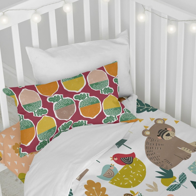 Parure de couette HappyFriday Moshi Moshi Harvestwood Multicouleur Lit de bébé 2 Pièces