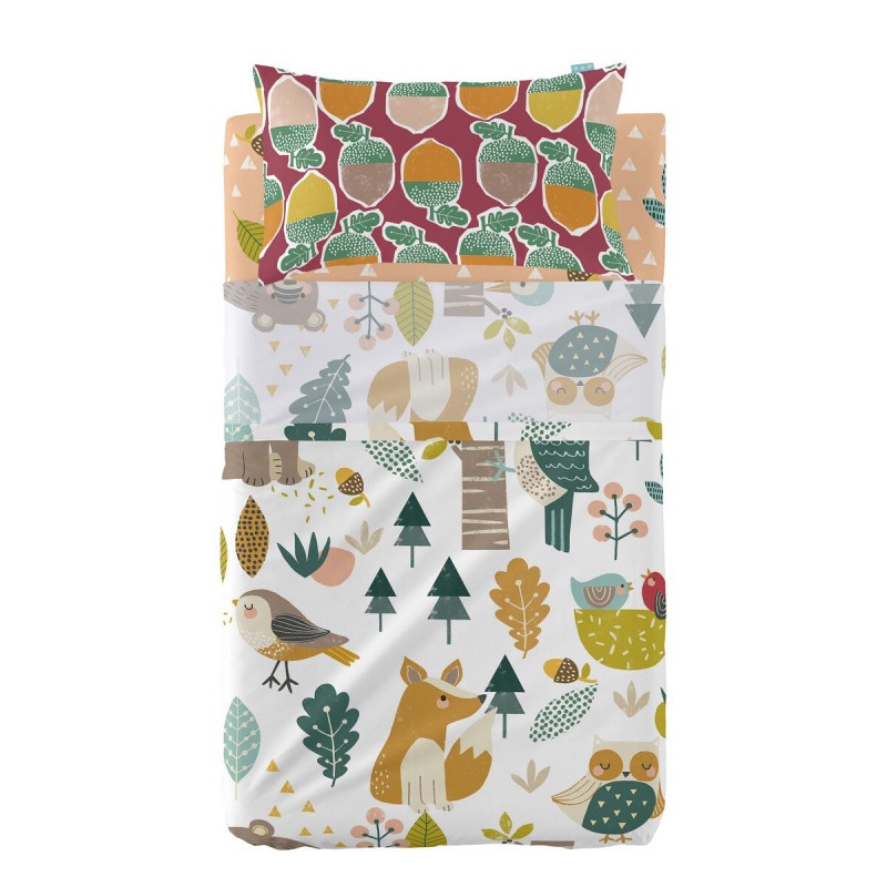 Jeu de draps HappyFriday Moshi Moshi Harvestwood Multicouleur Lit de bébé 2 Pièces