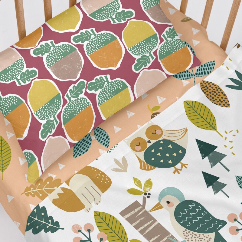 Jeu de draps HappyFriday Moshi Moshi Harvestwood Multicouleur Lit de bébé 2 Pièces