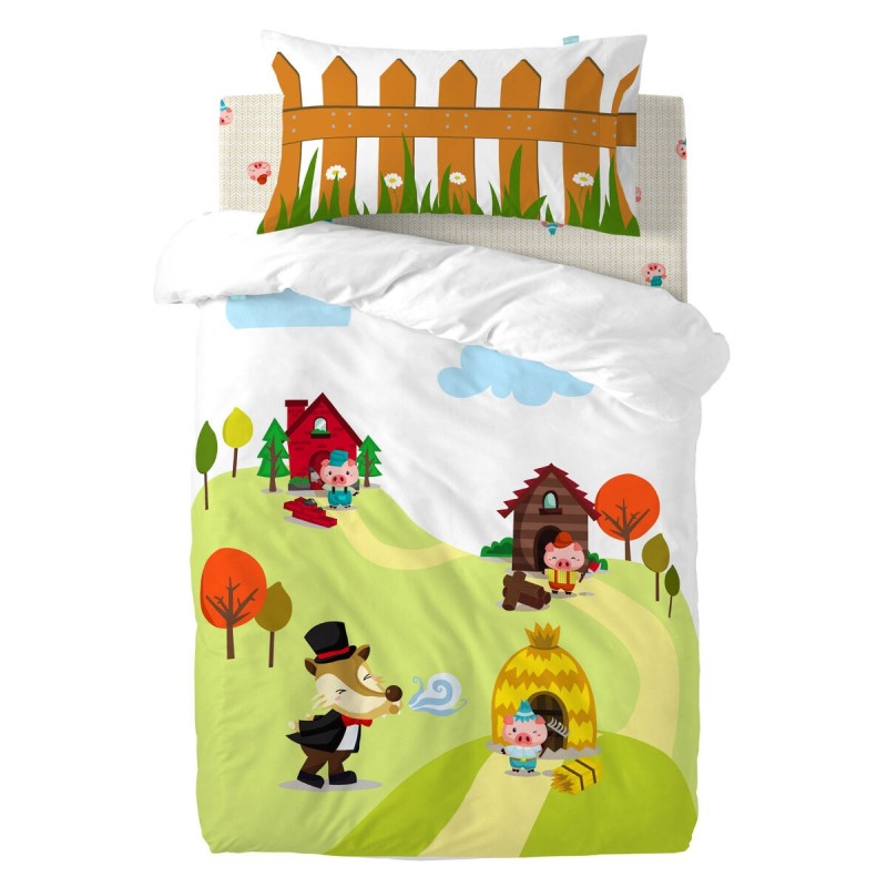 Drap housse HappyFriday MR FOX Multicouleur 60 x 120 x 14 cm Cochon