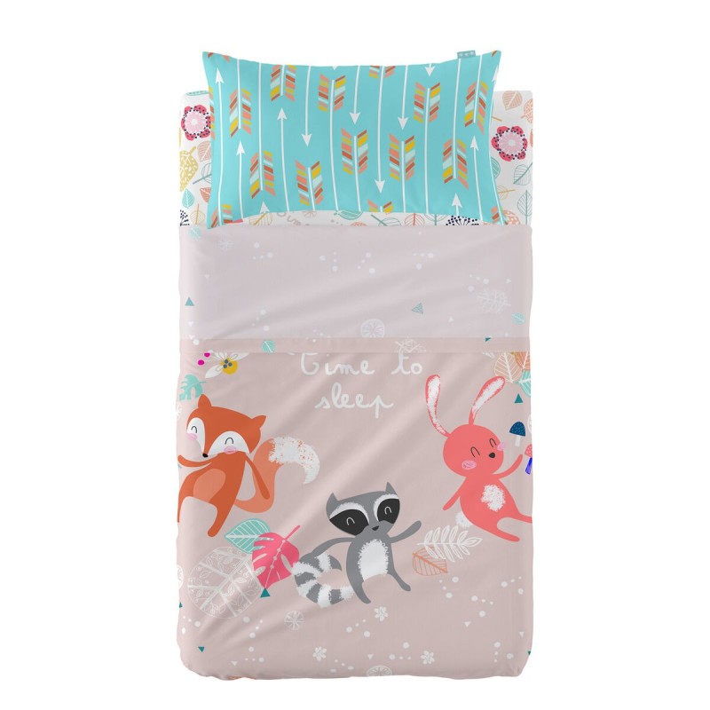 Jeu de draps HappyFriday Moshi Moshi Fantasy Multicouleur Lit de bébé 2 Pièces