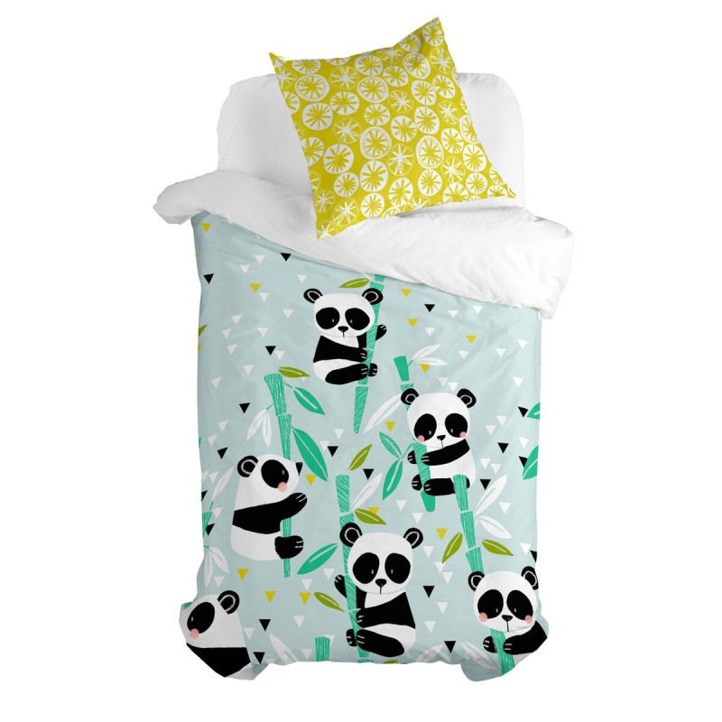 Parure de couette HappyFriday Moshi Moshi Panda Garden Blue Bleu Lit 1 persone 2 Pièces