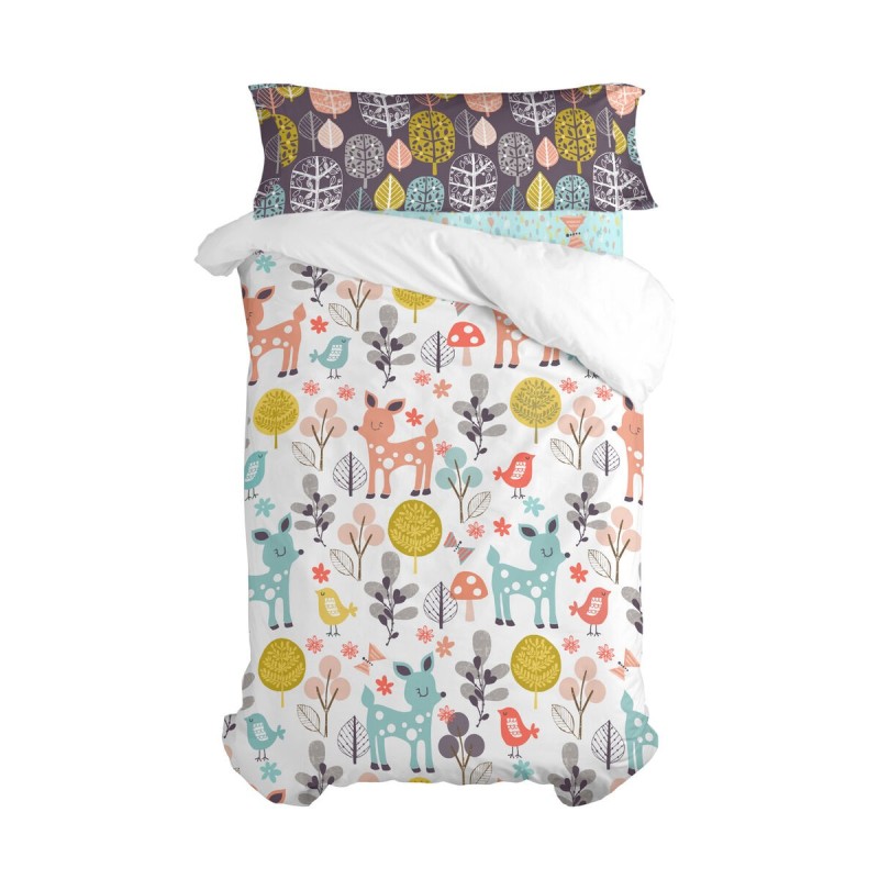 Parure de couette HappyFriday Moshi Moshi Woodland Multicouleur Lit 1 persone 2 Pièces