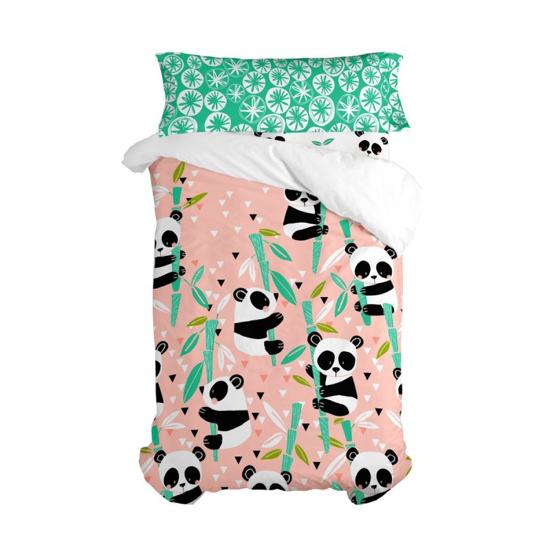 Parure de couette HappyFriday Moshi Moshi Panda Garden Rose Lit 1 persone 2 Pièces