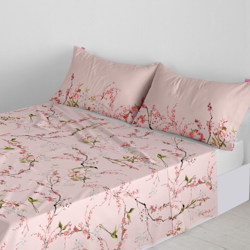 Drap HappyFriday Chinoiserie rose Multicouleur 240 x 270 cm (asiatico/oriental)