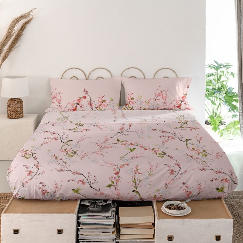 Drap HappyFriday Chinoiserie rose Multicouleur 240 x 270 cm (asiatico/oriental)