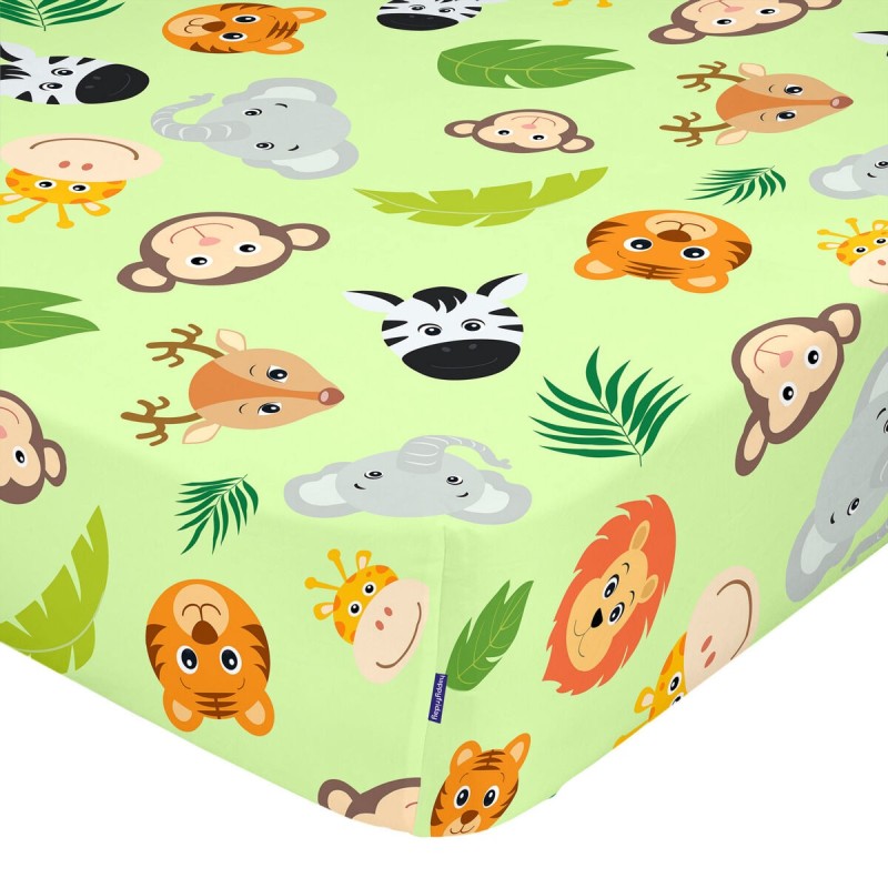 Drap housse HappyFriday MR FOX Vert Multicouleur 60 x 120 x 14 cm animaux