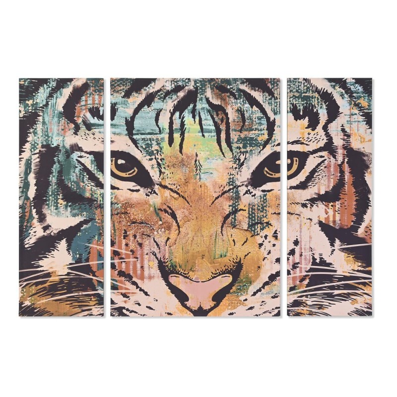 Jeu de 3 tableaux DKD Home Decor Colonial Tigre 140 x 3