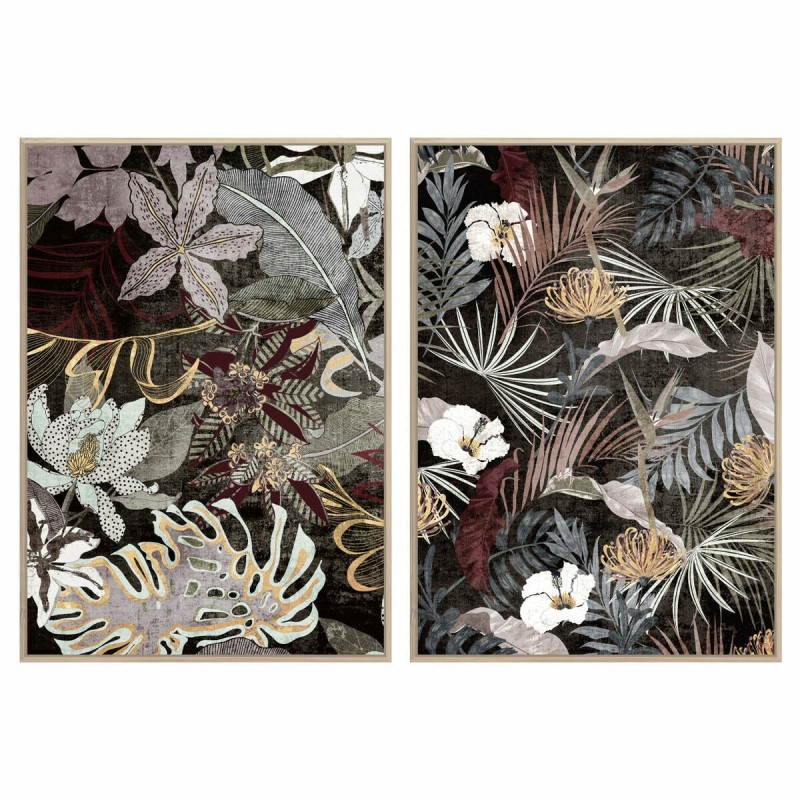 Cadre DKD Home Decor Tropical Feuille d'une plante 83 x 4