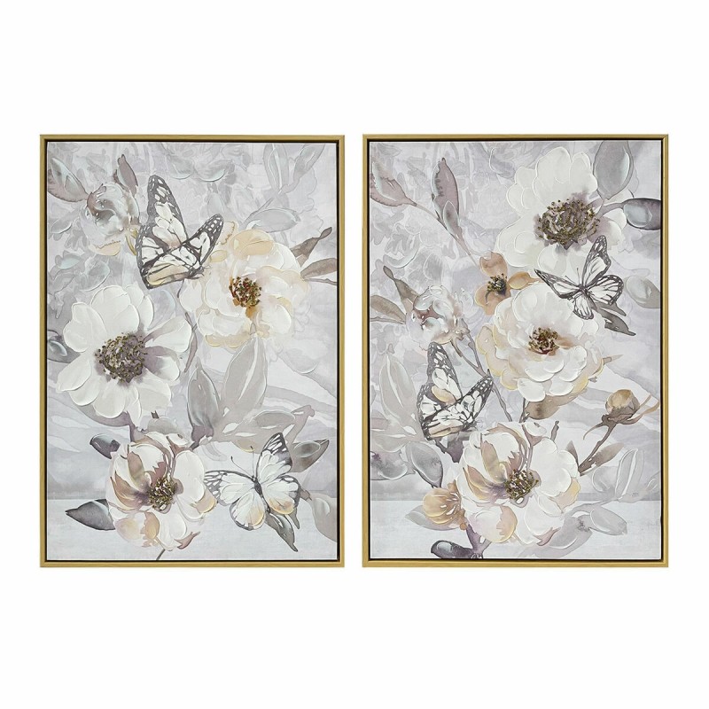 Cadre DKD Home Decor Fleurs (50 x 3