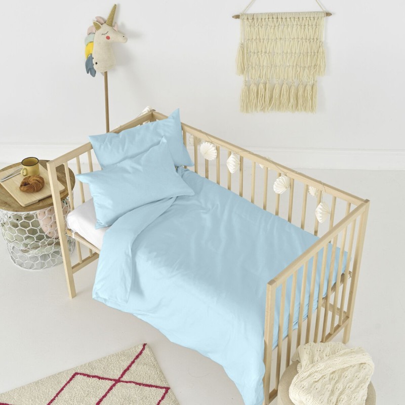 Parure de couette HappyFriday Basic Kids Bleu Lit de bébé 2 Pièces