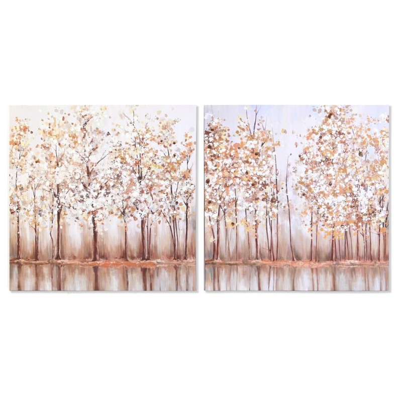 Toile DKD Home Decor Arbres Traditionnel 90 x 2 x 90 cm (2 Unités)