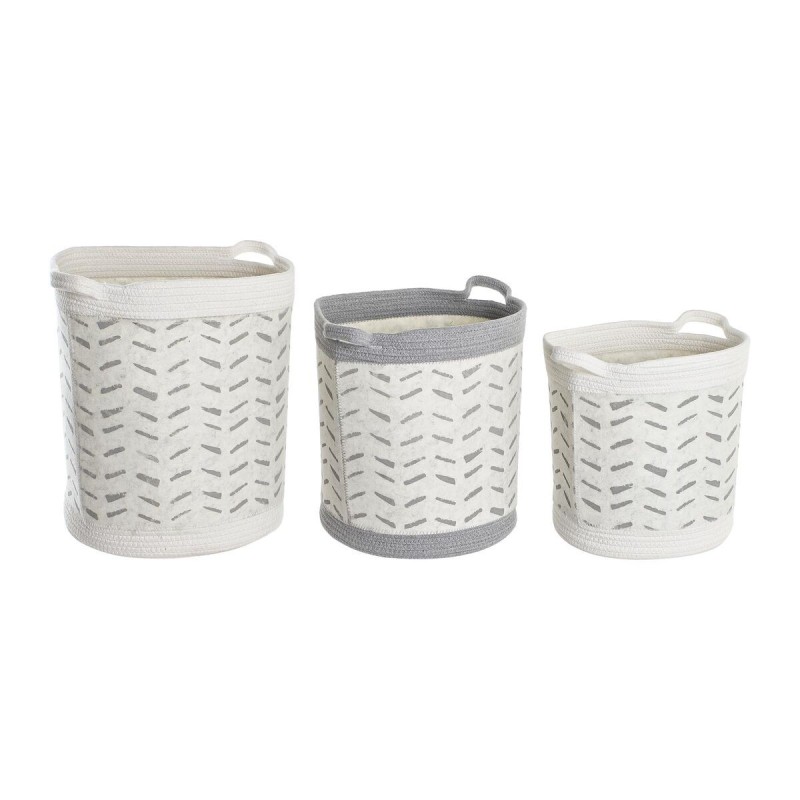 Set de basket DKD Home Decor Gris Coton (3 Pièces) (35 x 35 x 40 cm)