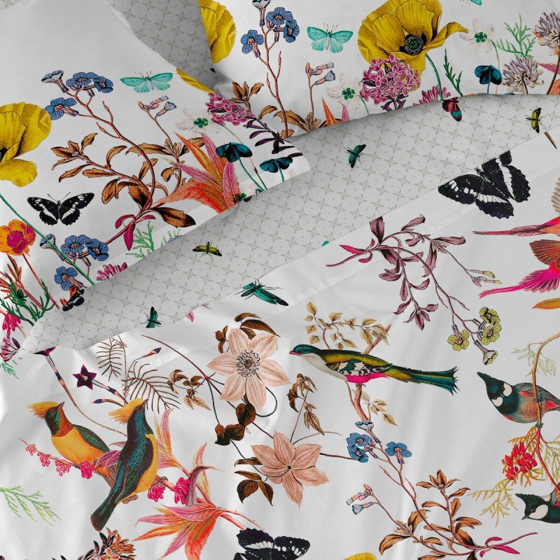 Drap housse HappyFriday Birds of paradise Multicouleur 140 x 200 x 32 cm