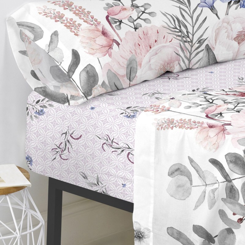 Drap housse HappyFriday Delicate bouquet Multicouleur 160 x 200 x 32 cm