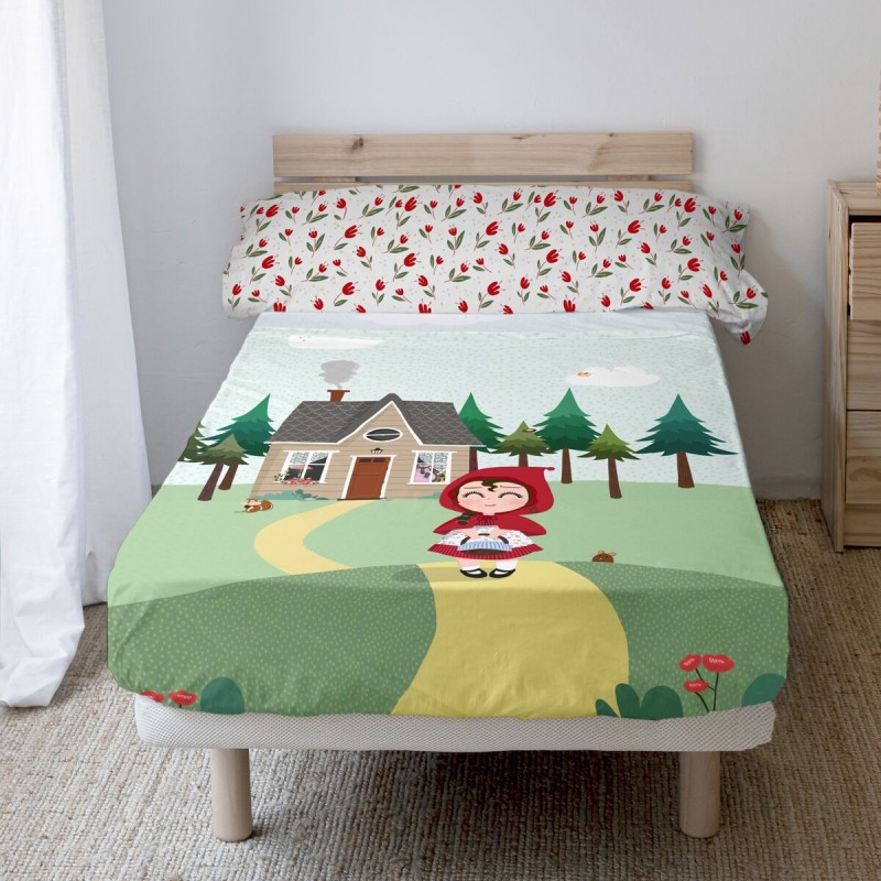 Jeu de draps HappyFriday Mr Fox Red Riding Hood Multicouleur Lit 1 persone 2 Pièces