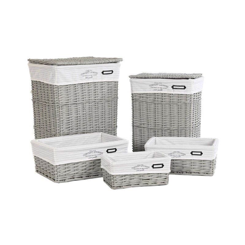 Lot de paniers DKD Home Decor Gris osier 44 x 34 x 56 cm (5 Pièces)