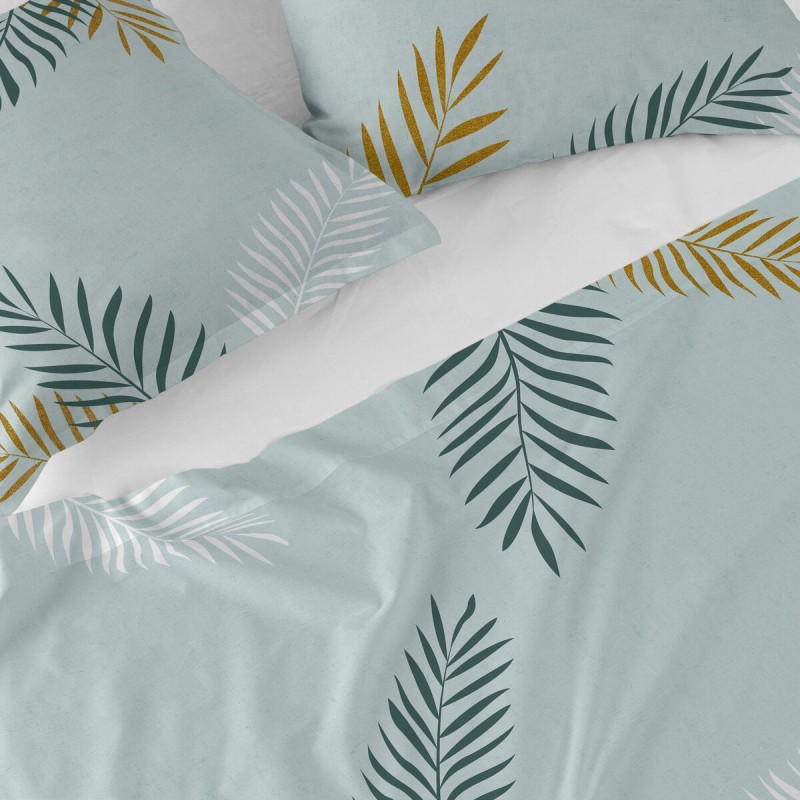 Drap HappyFriday Blanc Foliage Mint Multicouleur 160 x 270 cm