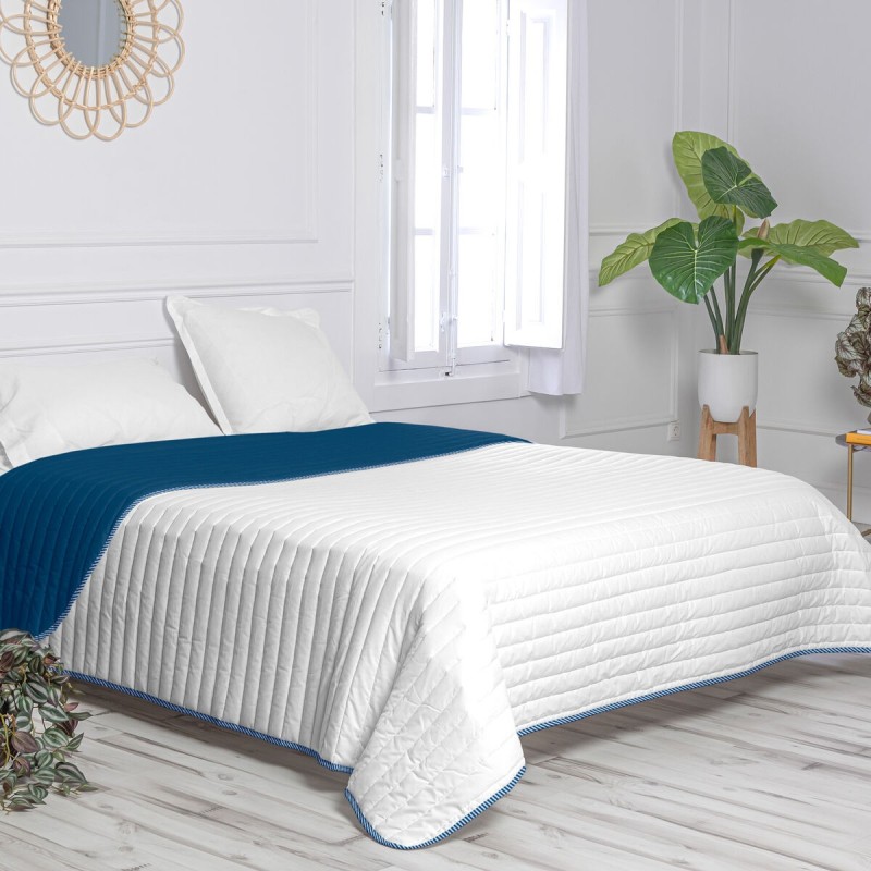 Couette réversible HappyFriday Basic Dash Blanc Blue marine 240 x 260 cm