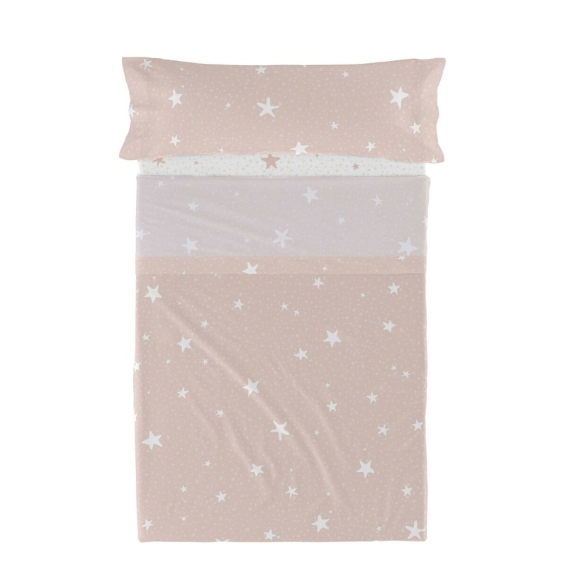 Jeu de draps HappyFriday Basic Kids Little star Rose Lit 1 persone 2 Pièces