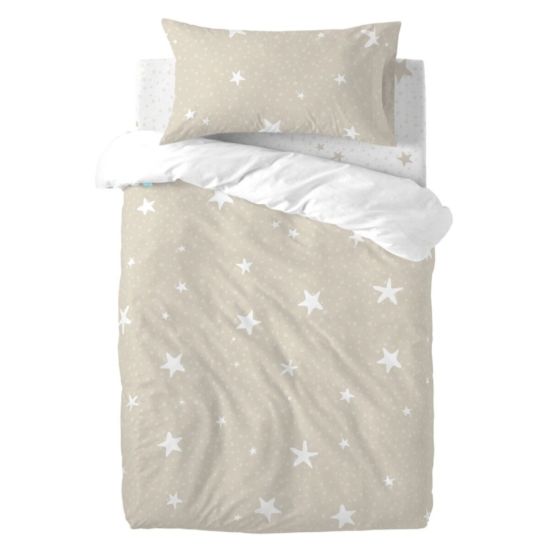 Parure de couette HappyFriday Basic Kids Beige Lit de bébé 2 Pièces